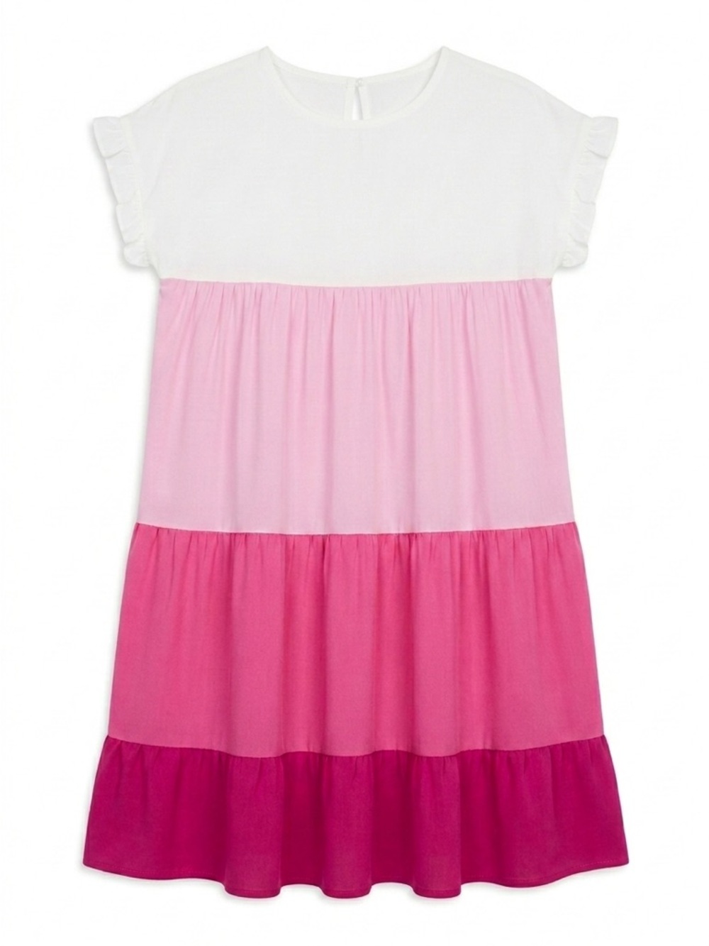 C+D+M Colorblock Tiered Midi Dress Pink White Barbiecore Small